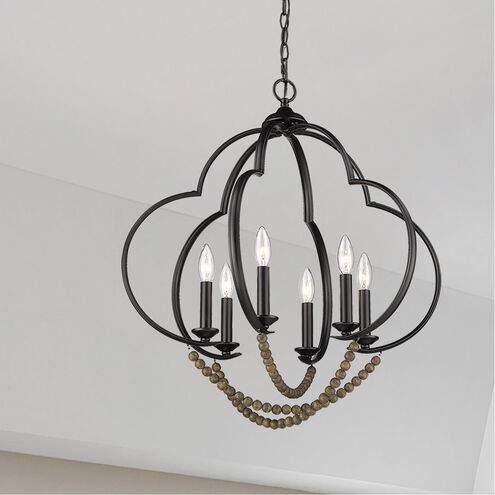 Flori 6 Light 24.25 inch Matte Black Pendant Ceiling Light